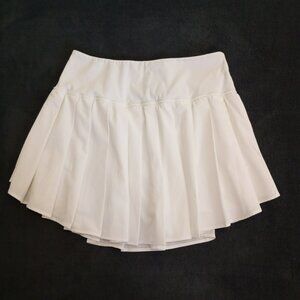 Santiny Womens Pleated Tennis Skirt With Built-In Shorts - White Athletic Skort